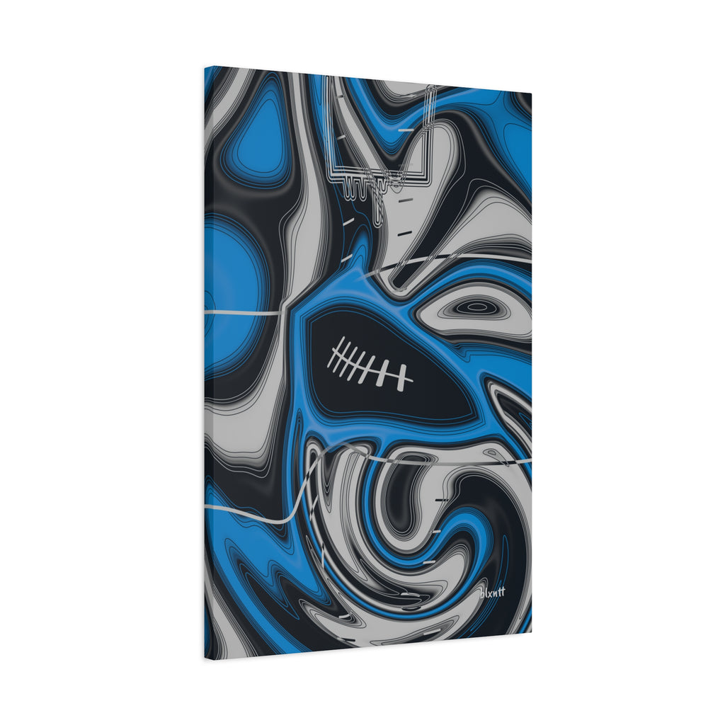 Sky Blue, Black & Silver Trippy Football Canvas