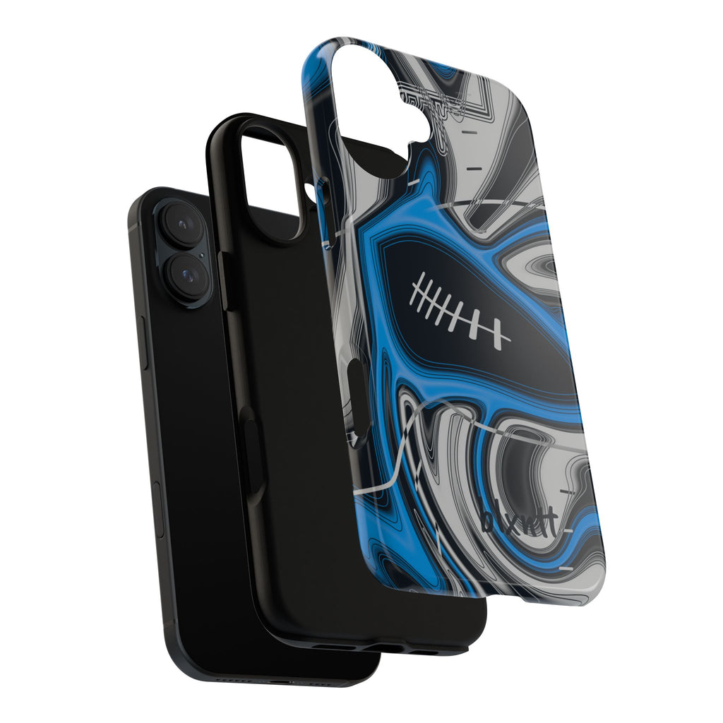 Sky Blue, Black & Silver Trippy Football Phone Case