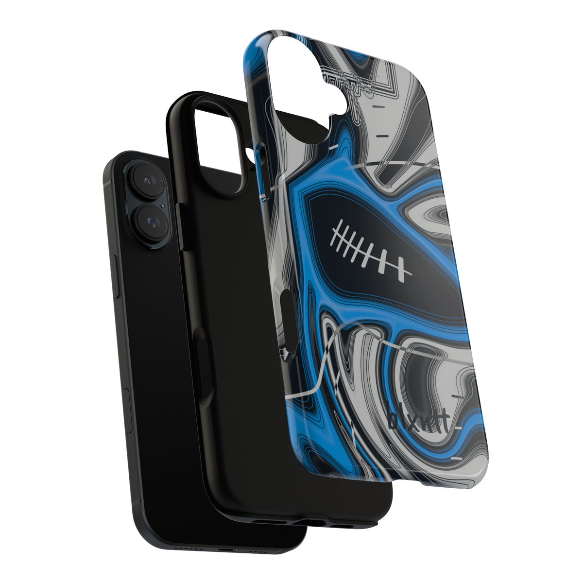 Sky Blue, Black & Silver Trippy Football Phone Case