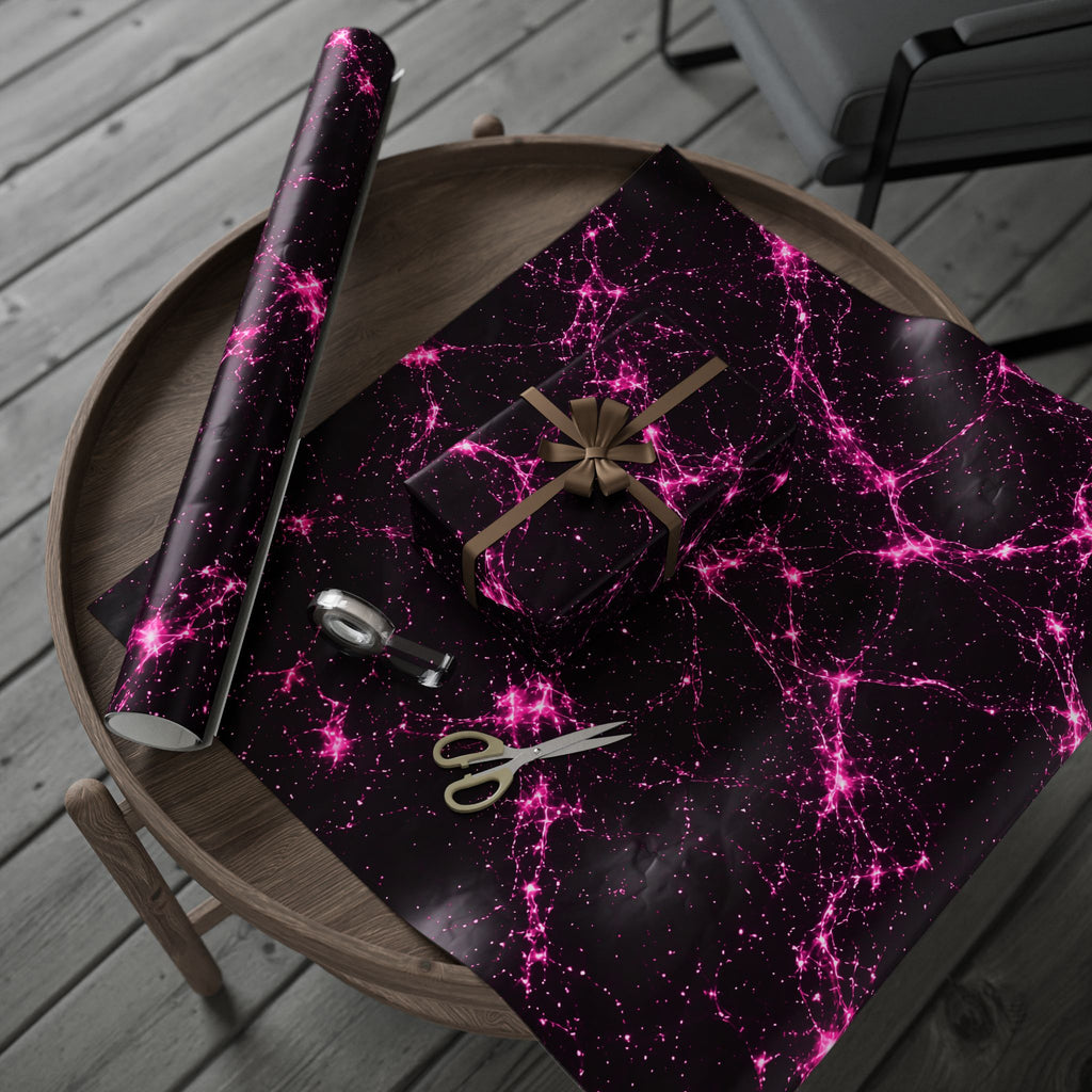 Neon Mycelium - Hot Pink Pulse Wrapping Paper