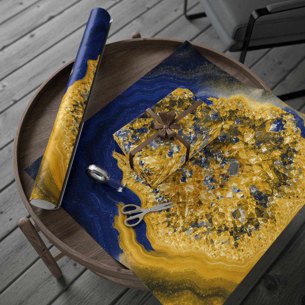 Geode Core - Mustard Navy Wrapping Paper
