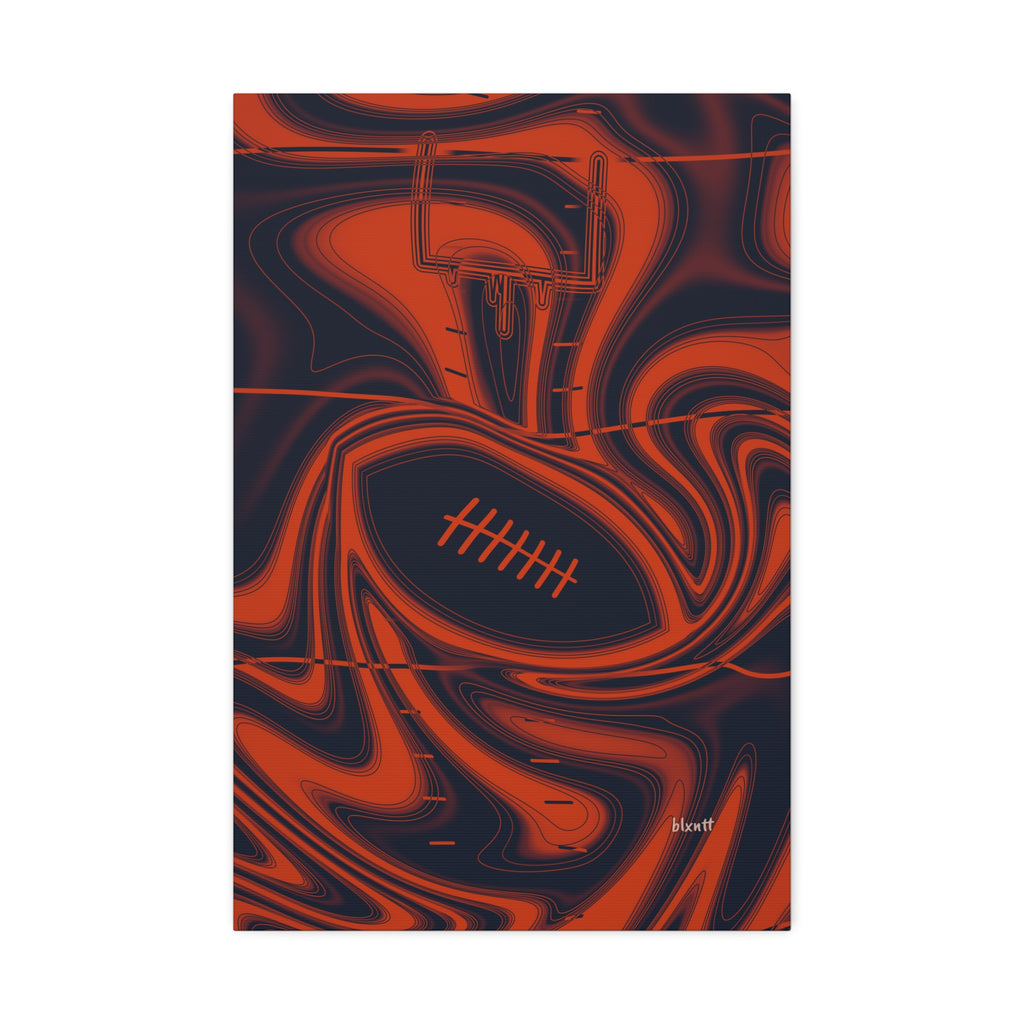 Navy & Orange Trippy Football Glossy Canvas