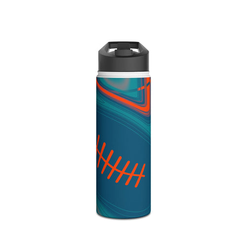 Aqua & Orange Trippy Football Water Bottle