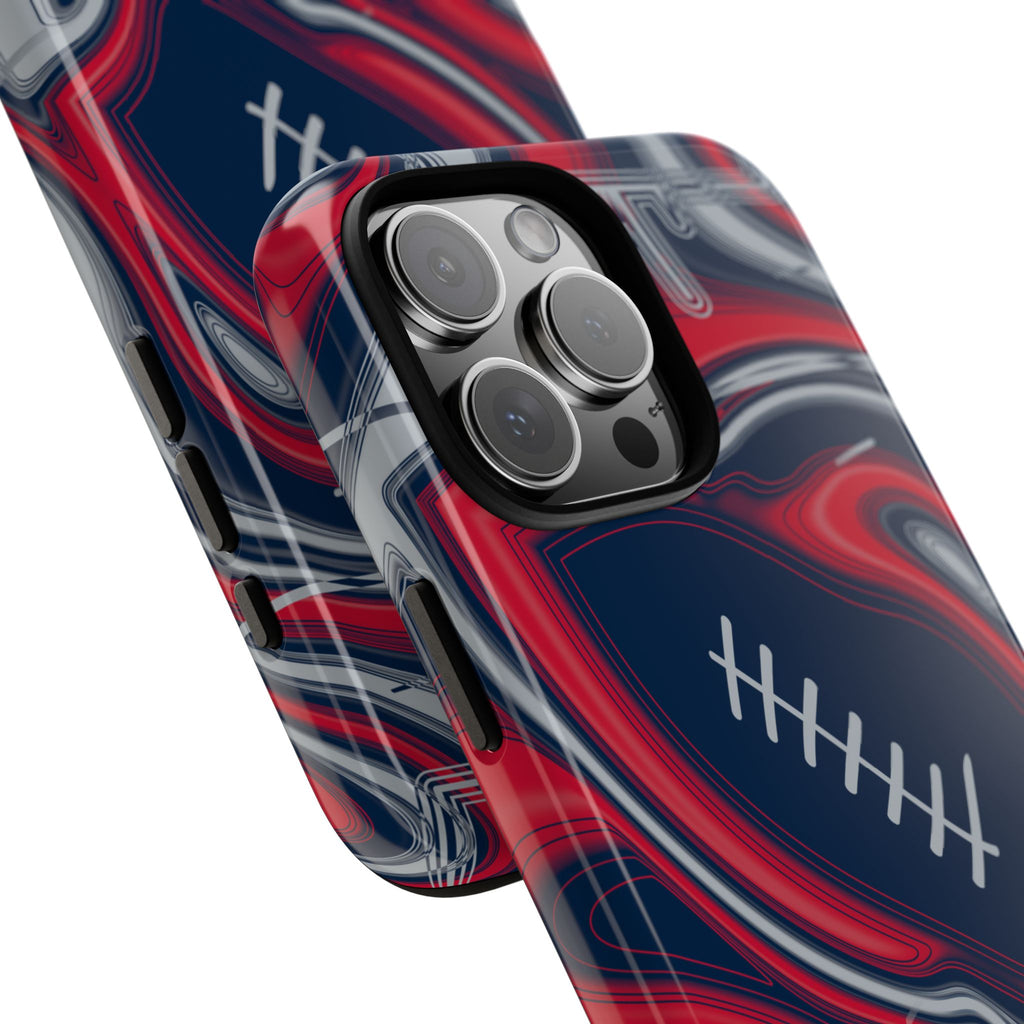 Navy, Red & Silver Trippy Football Phone Case