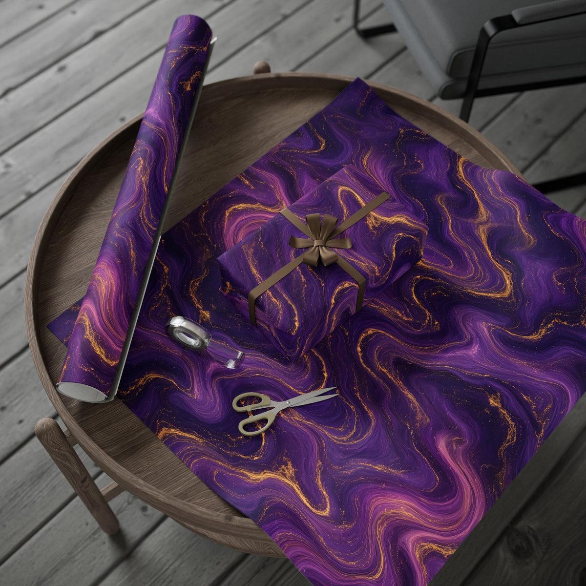 Royal Purple Marble Wrapping Paper