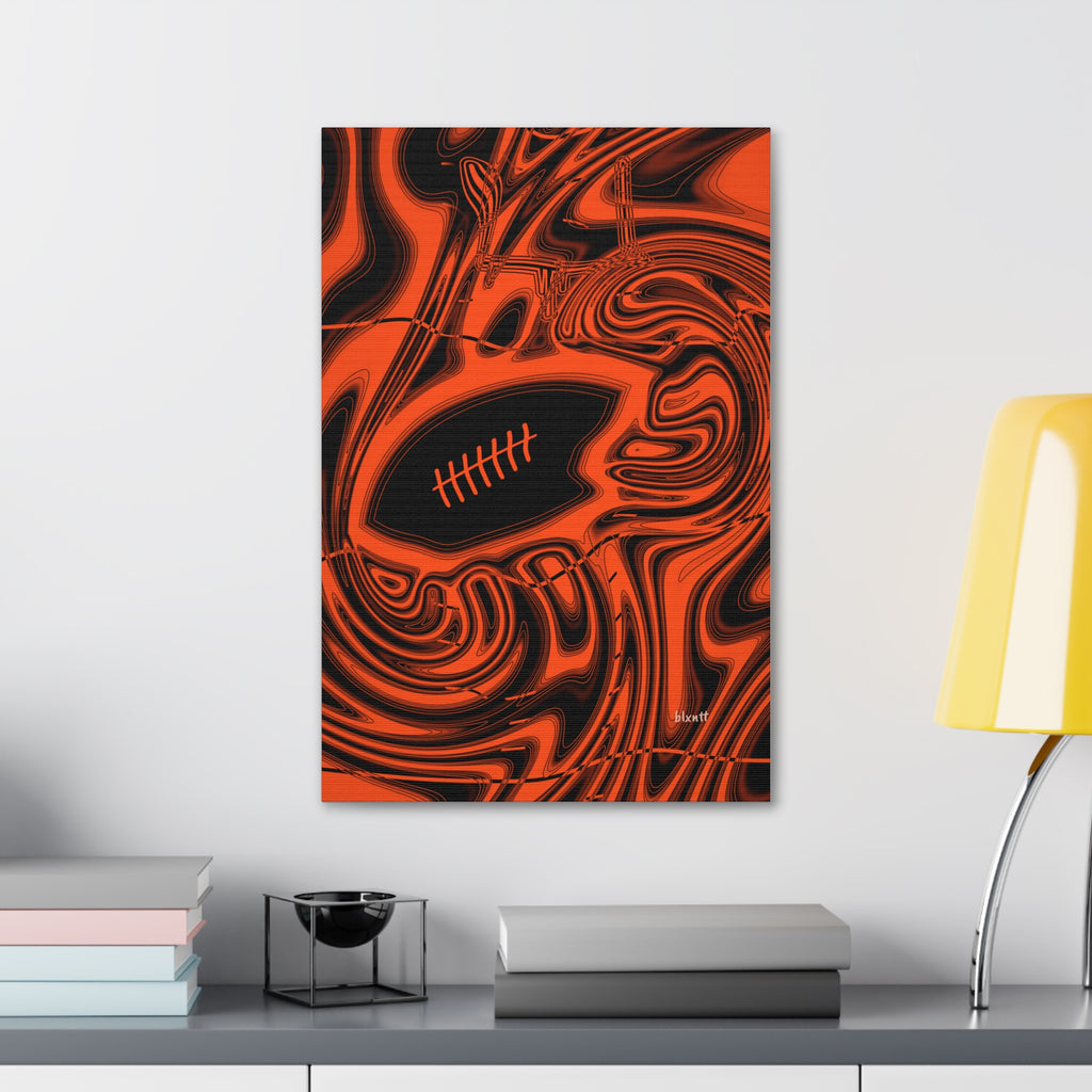 Orange & Black Trippy Football Glossy Canvas
