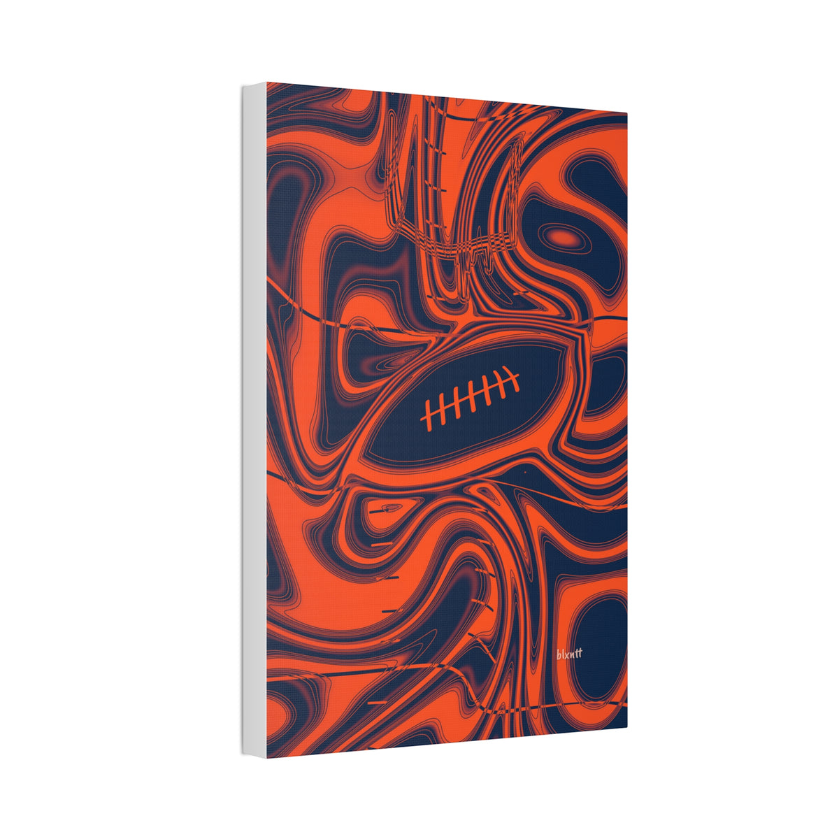 Orange & Navy Trippy Football Glossy Canvas