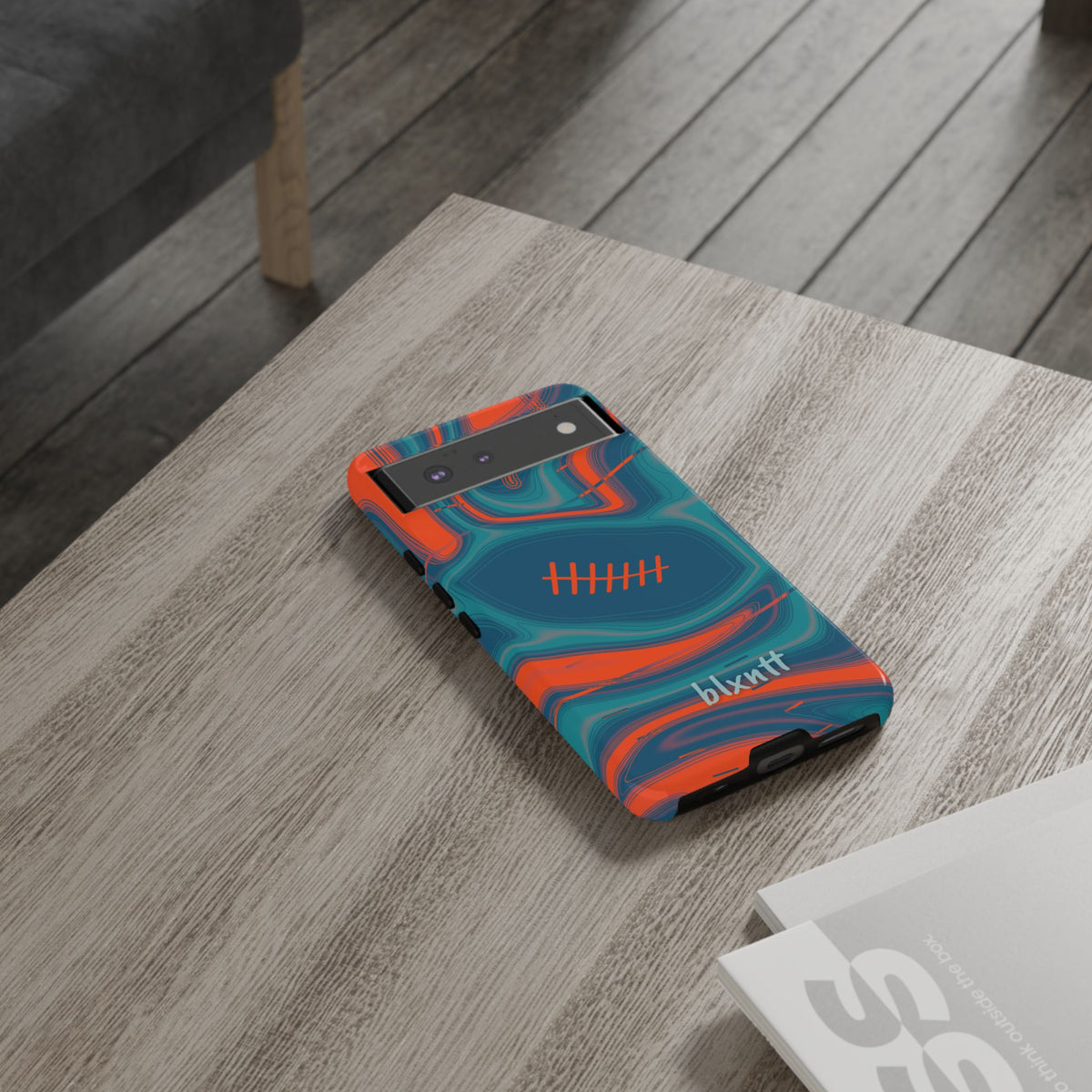 Aqua & Orange Trippy Football Phone Case