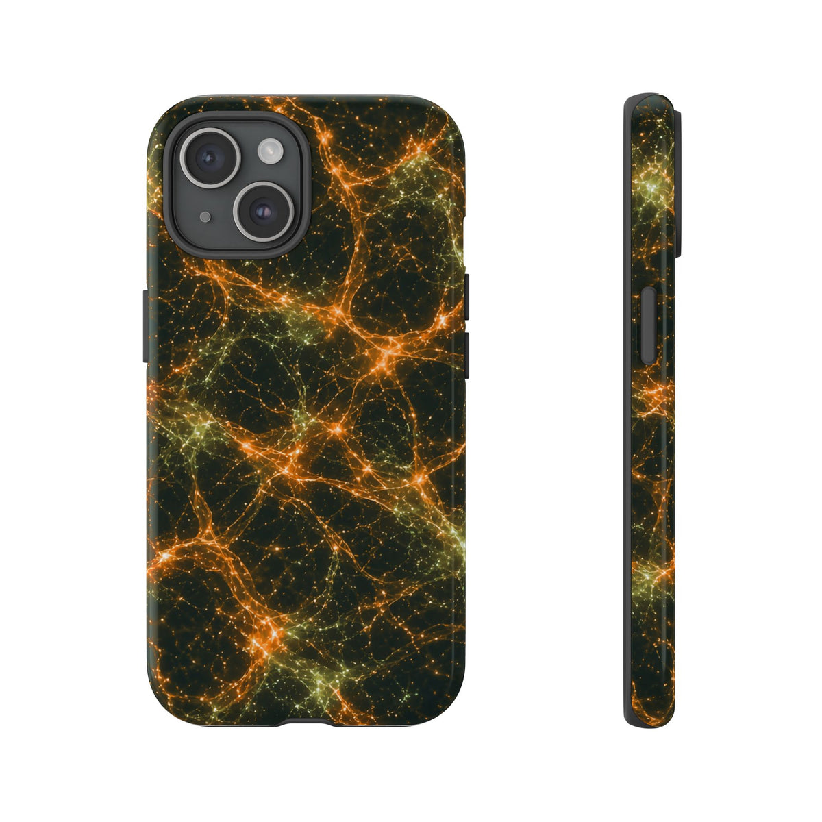 Neon Mycelium - Electric Tangerine Teal Phone Case