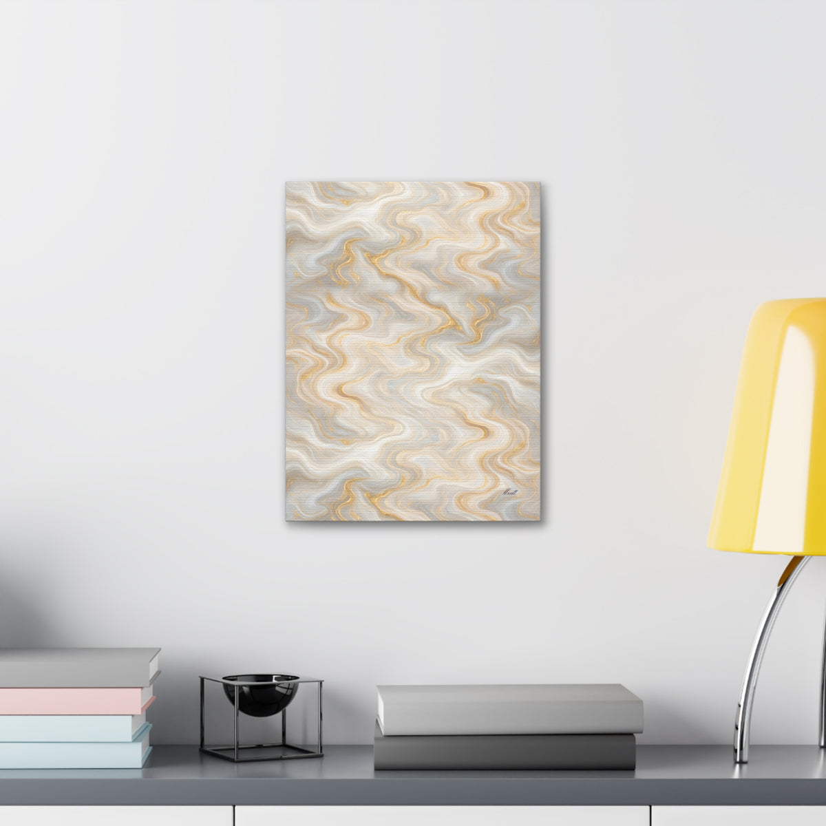 White & Gold Marble Glossy Canvas