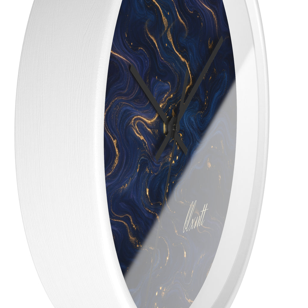 Navy & Gold Marble Wall Clock
