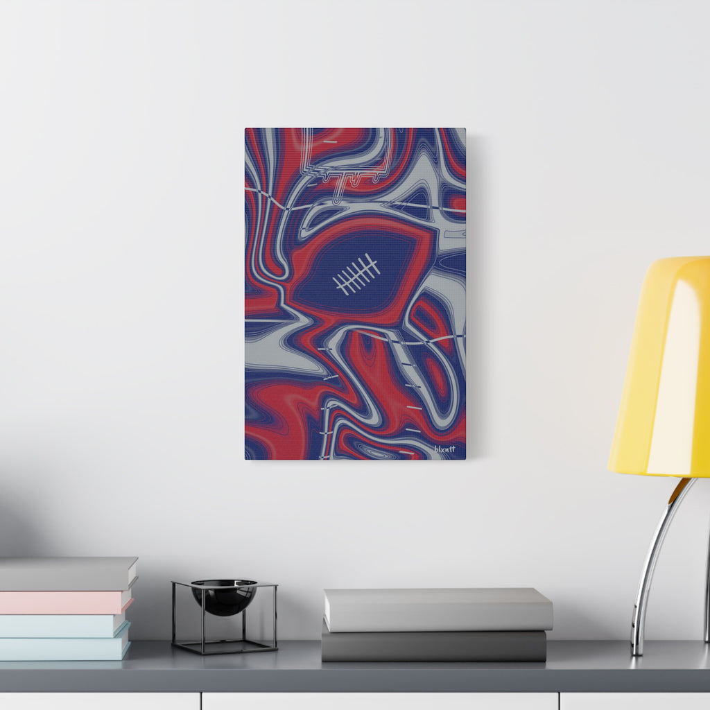 Dark Blue, Red & Gray Trippy Football Canvas
