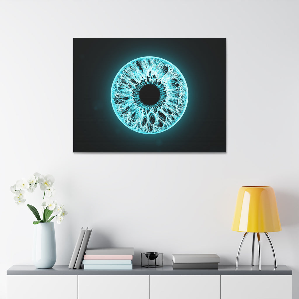 BLXNTT Iris – Lace Web Electric Cyan Glossy Canvas