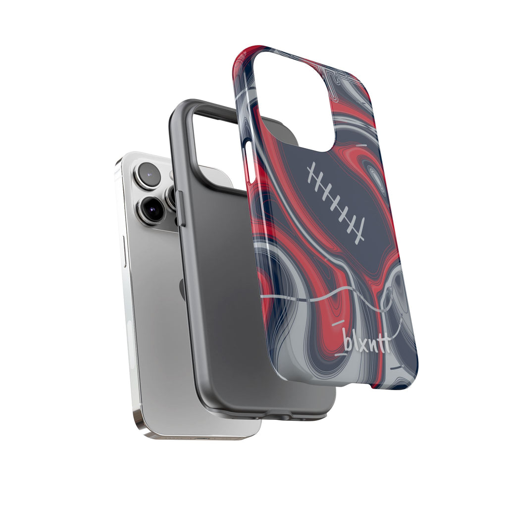 Navy, Red & Silver Trippy Football Phone Case
