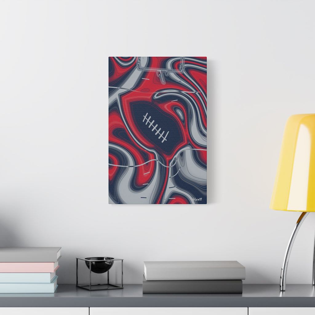 Navy, Red & Silver Trippy Football Canvas