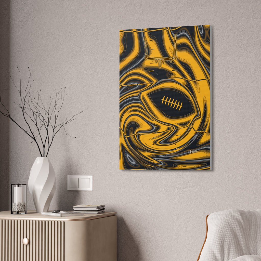 Black & Gold Trippy Football Glossy Canvas