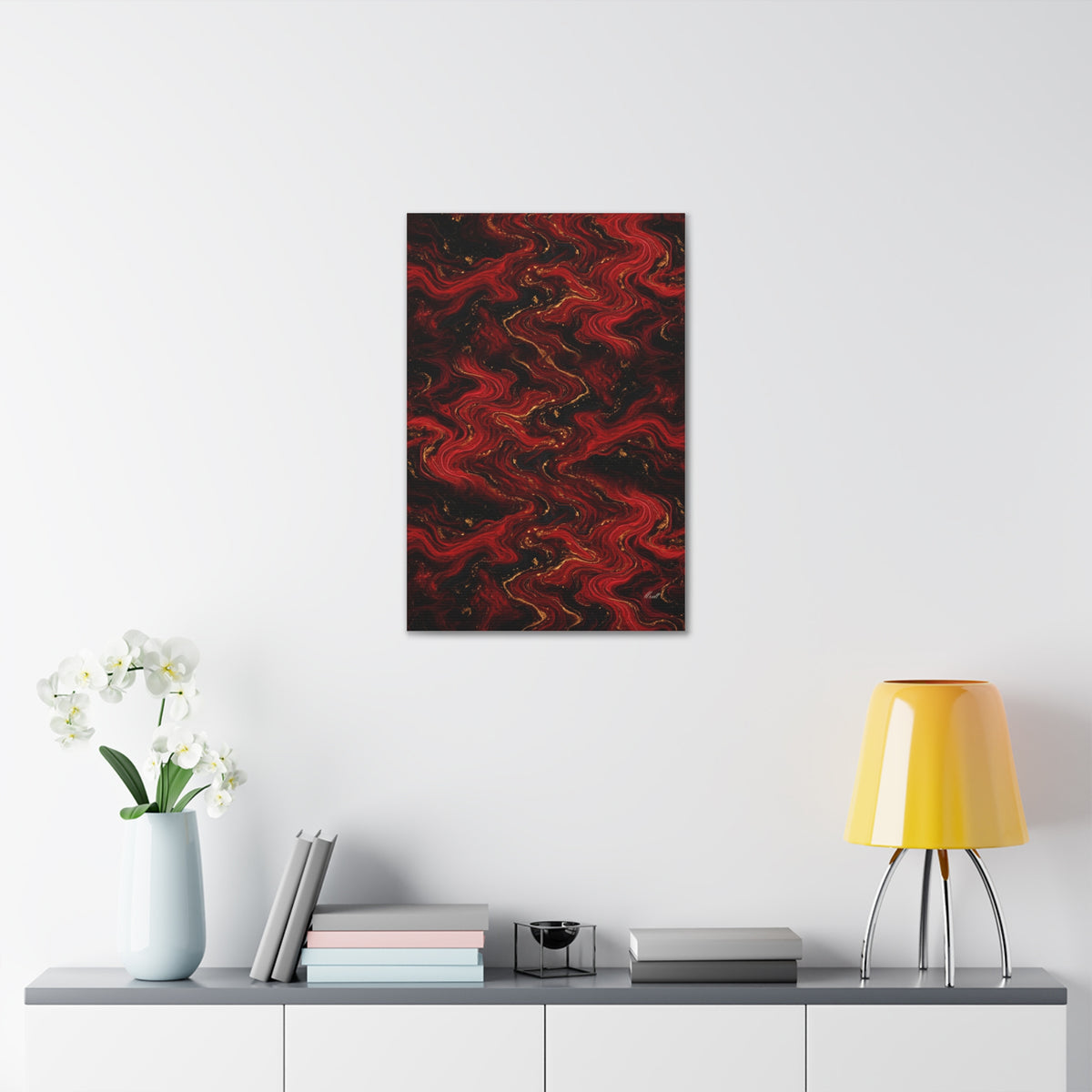 Red & Black Marble Glossy Canvas