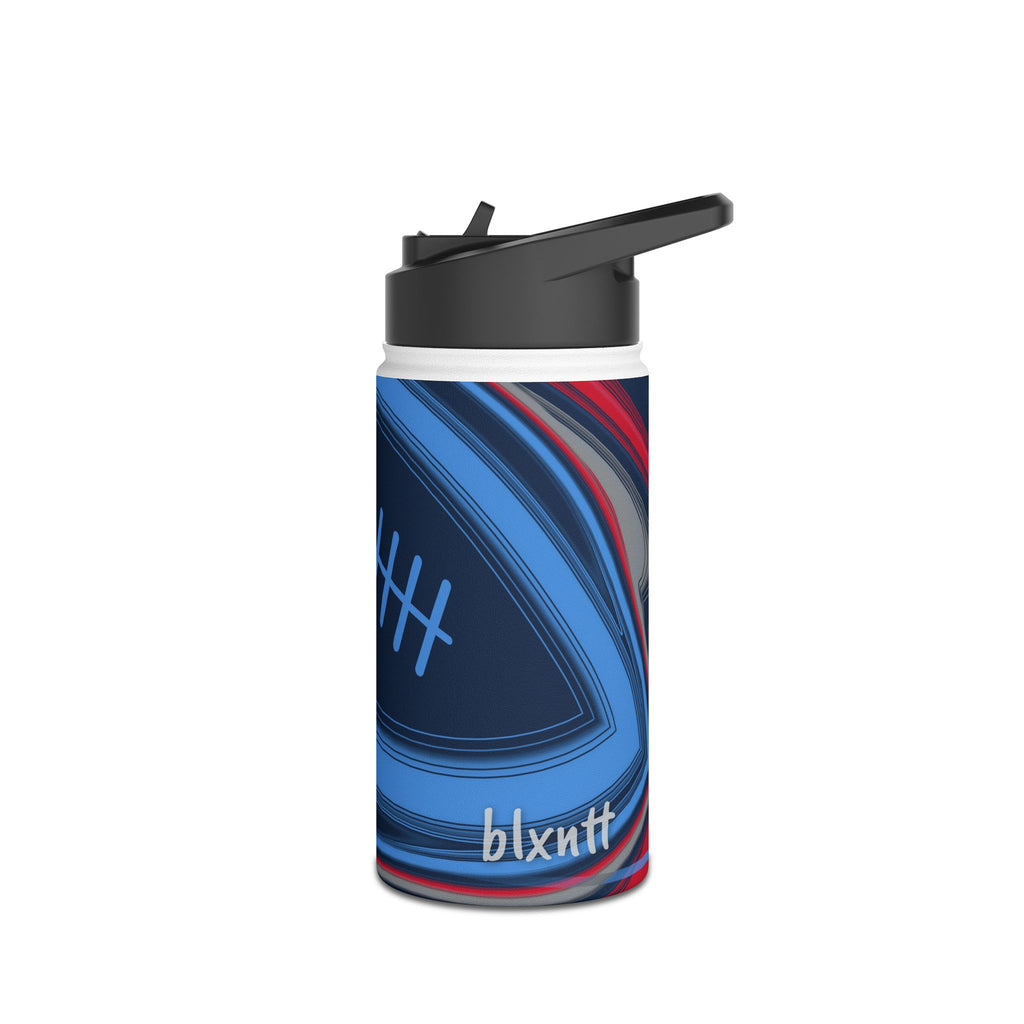 Navy, Light Blue & Red Trippy Football Water Bottle