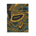 Black, Gold & Teal Trippy Football Blanket