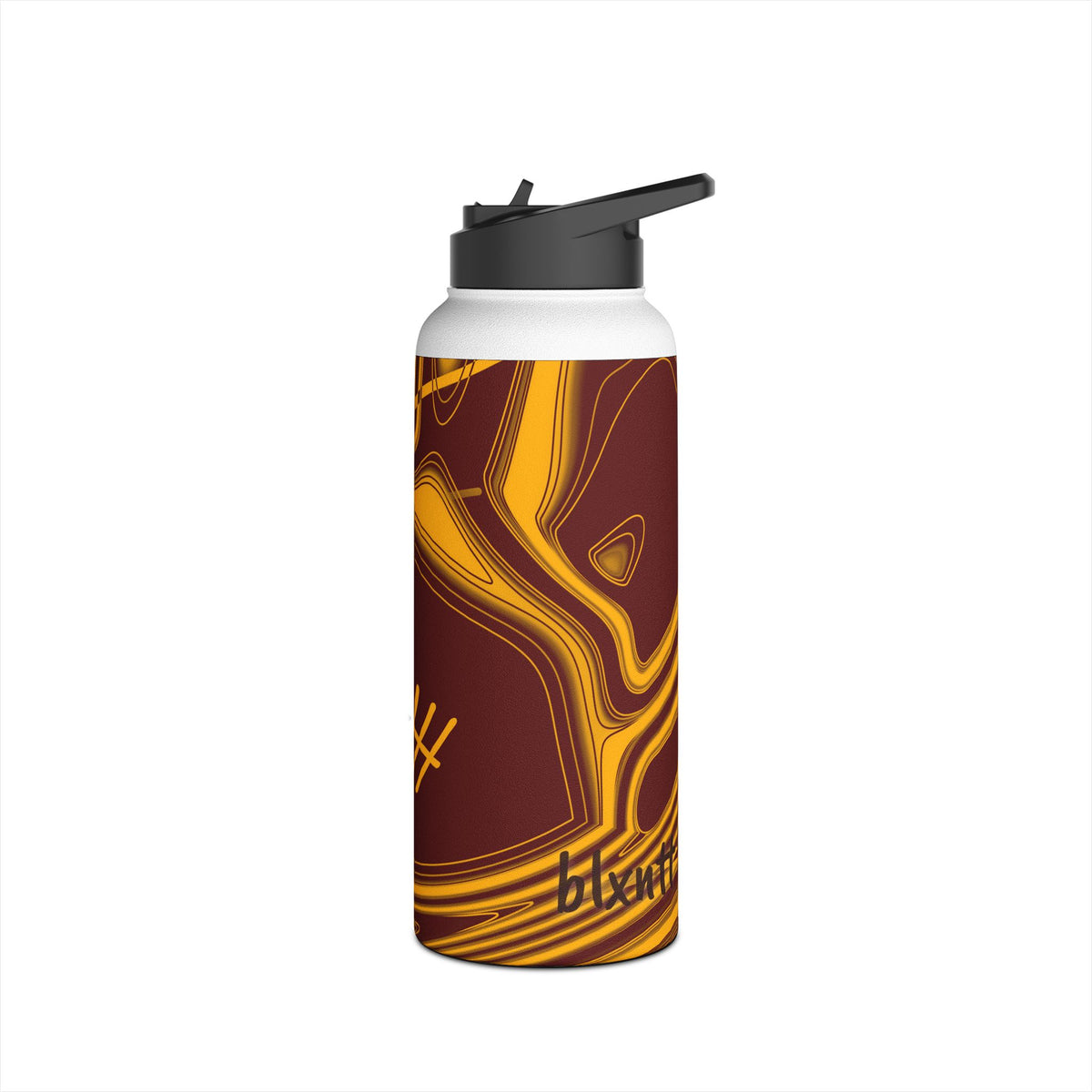 Burgundy & Gold Trippy Football Water Bottle