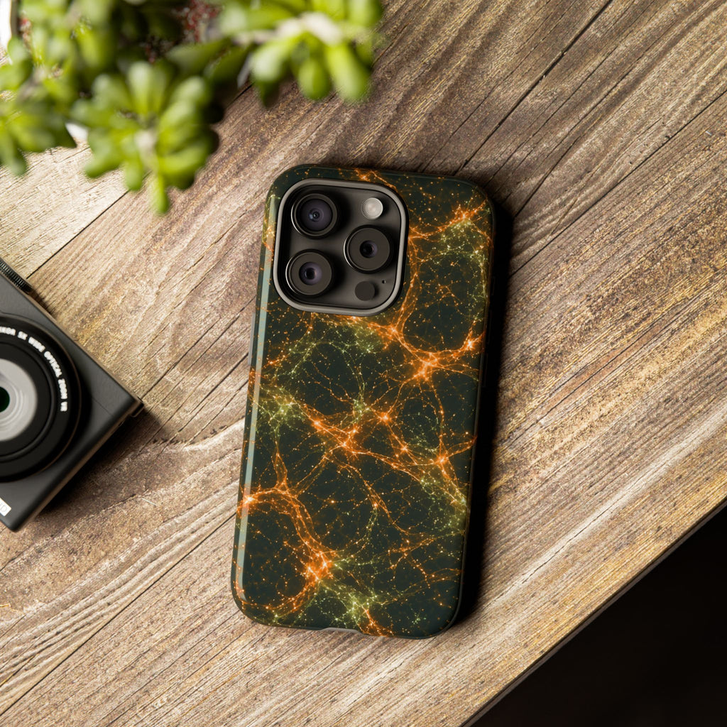 Neon Mycelium - Electric Tangerine Teal Phone Case