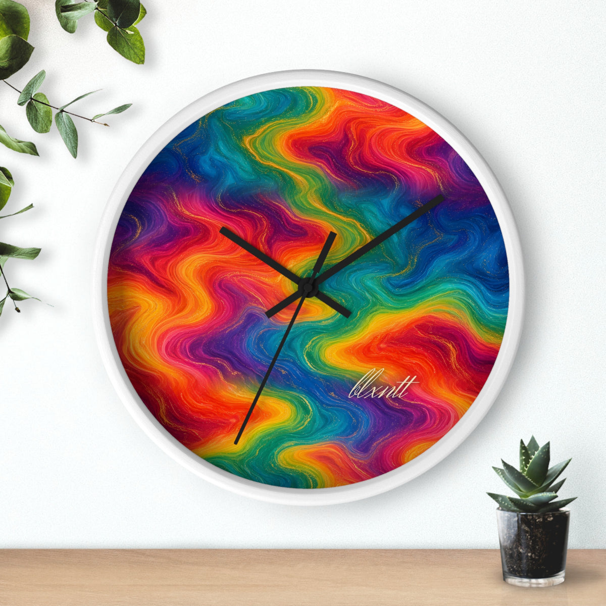 Rainbow Marble Wall Clock