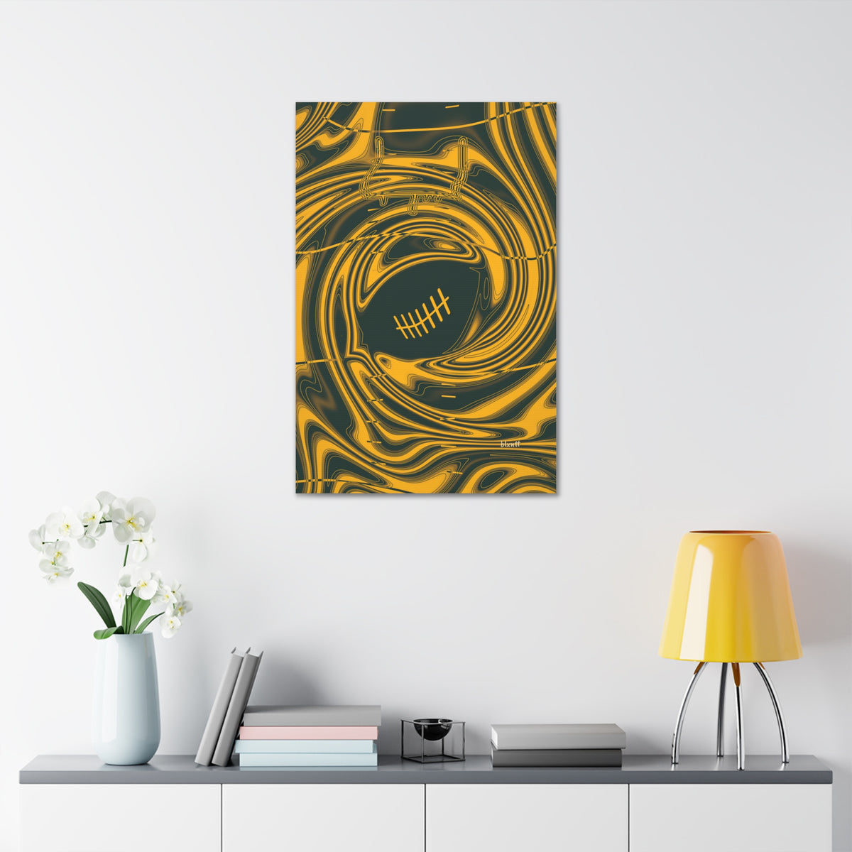 Green & Gold Trippy Football Glossy Canvas