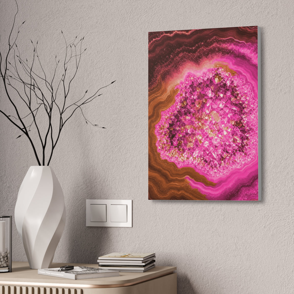 Geode Core - Terracotta Neon Glossy Canvas