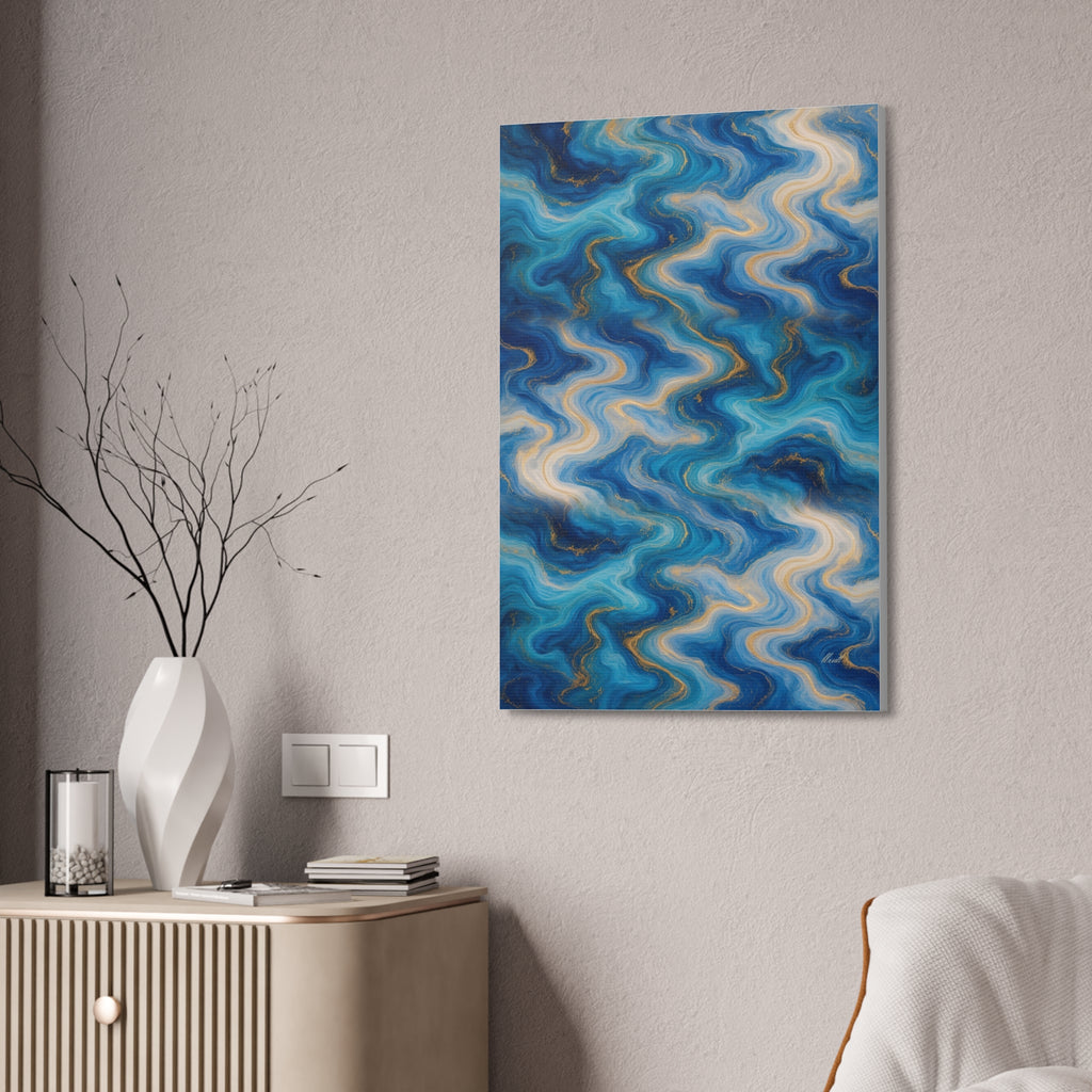 Ocean Blue Marble Glossy Canvas