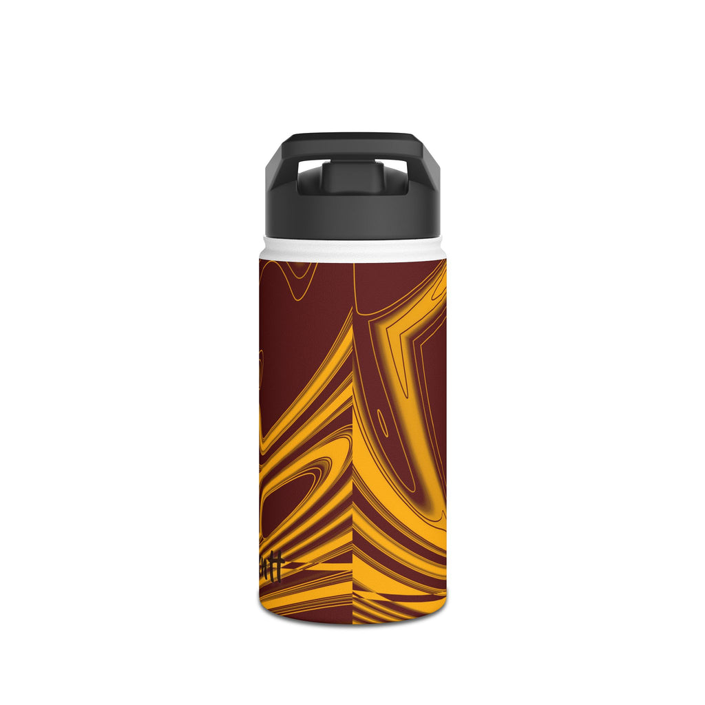 Burgundy & Gold Trippy Football Water Bottle