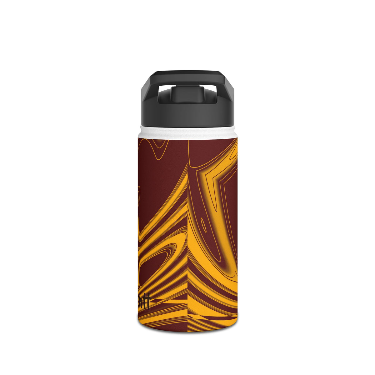 Burgundy & Gold Trippy Football Water Bottle