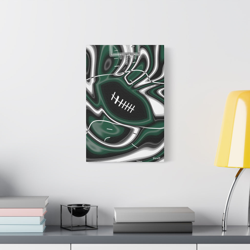 Hunter Green & White Trippy Football Canvas