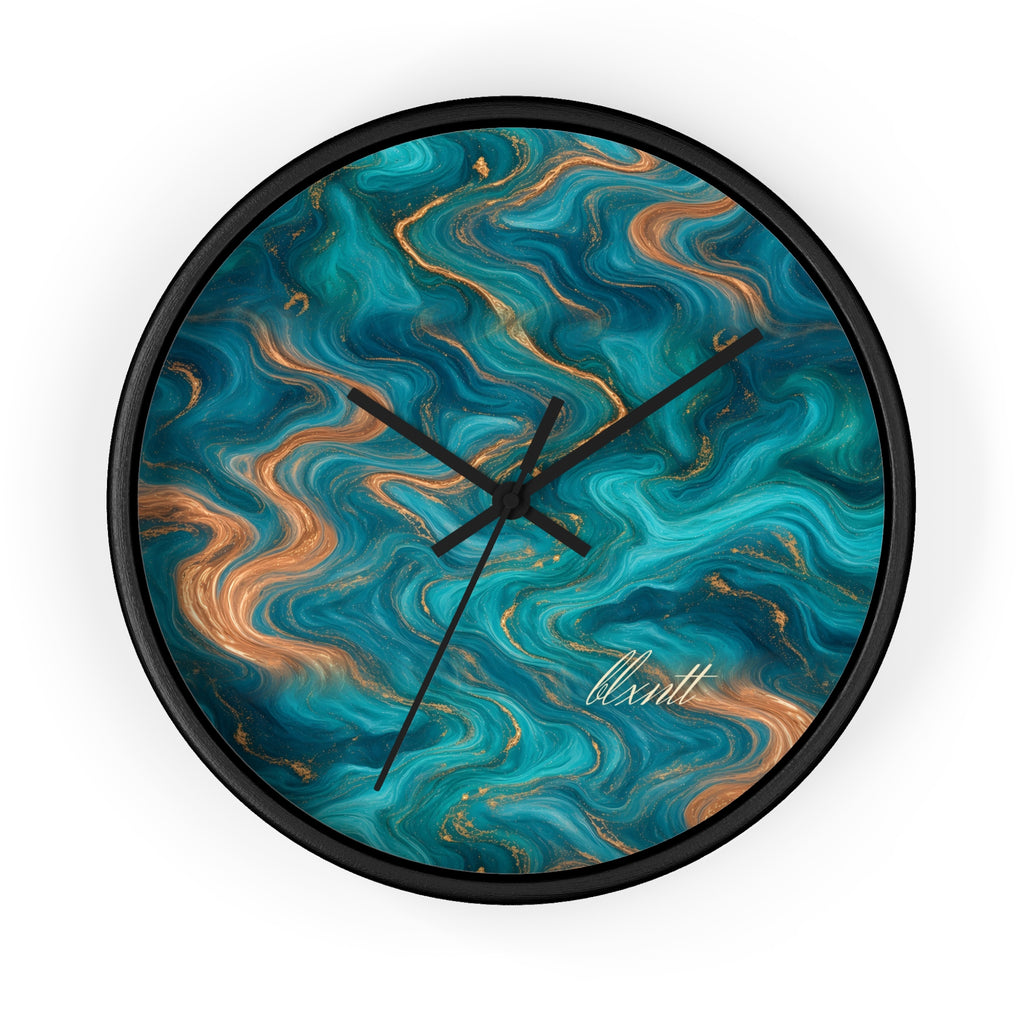 Turquoise & Copper Marble Wall Clock