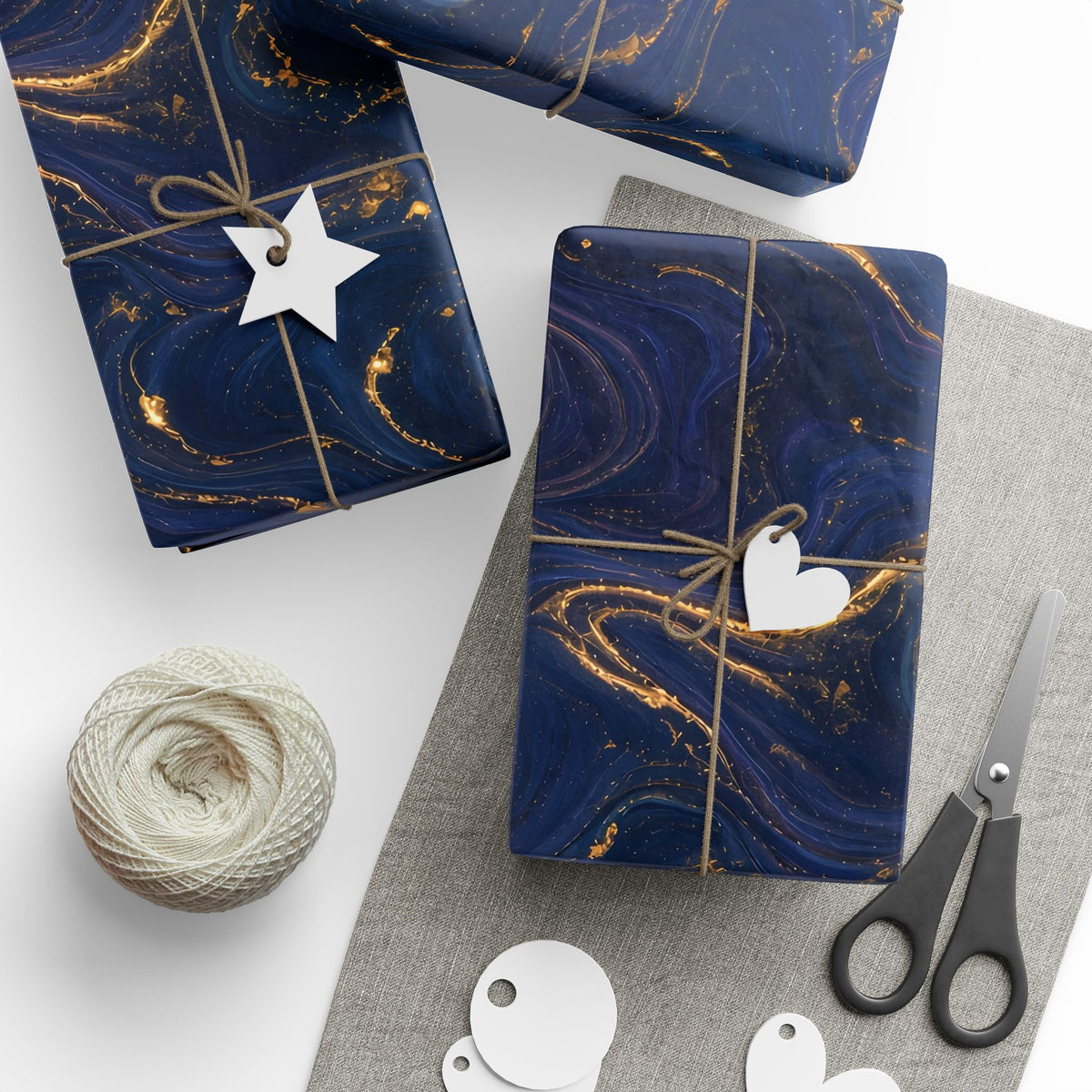 Navy & Gold Marble Wrapping Paper