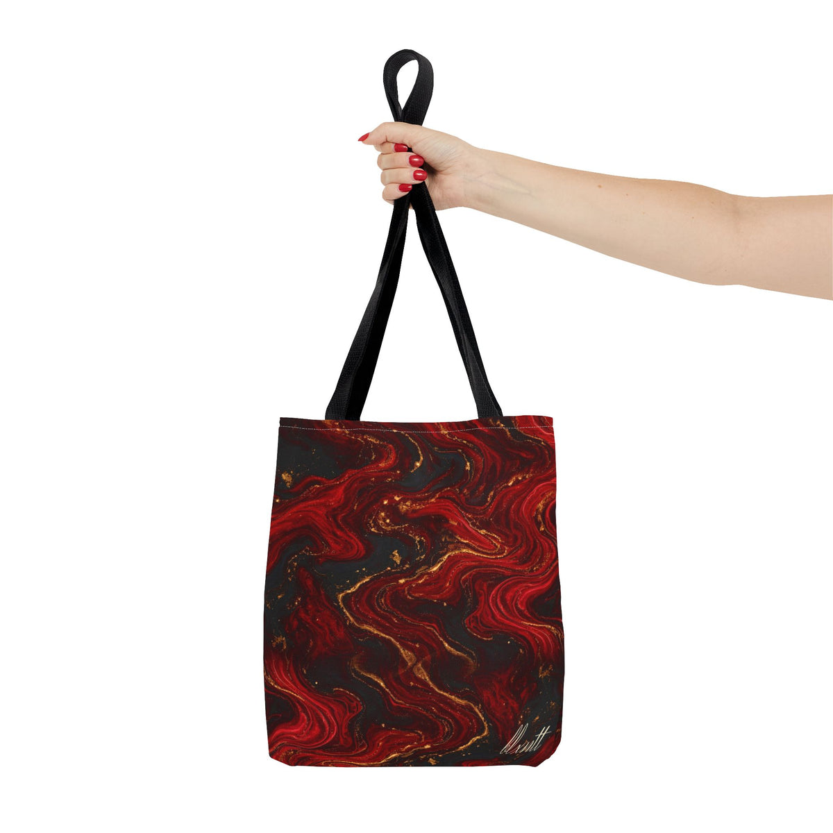 Red & Black Marble Tote Bag