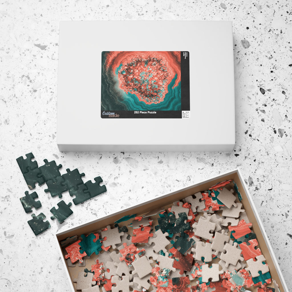 Geode Core - Coral Teal Jigsaw Puzzle
