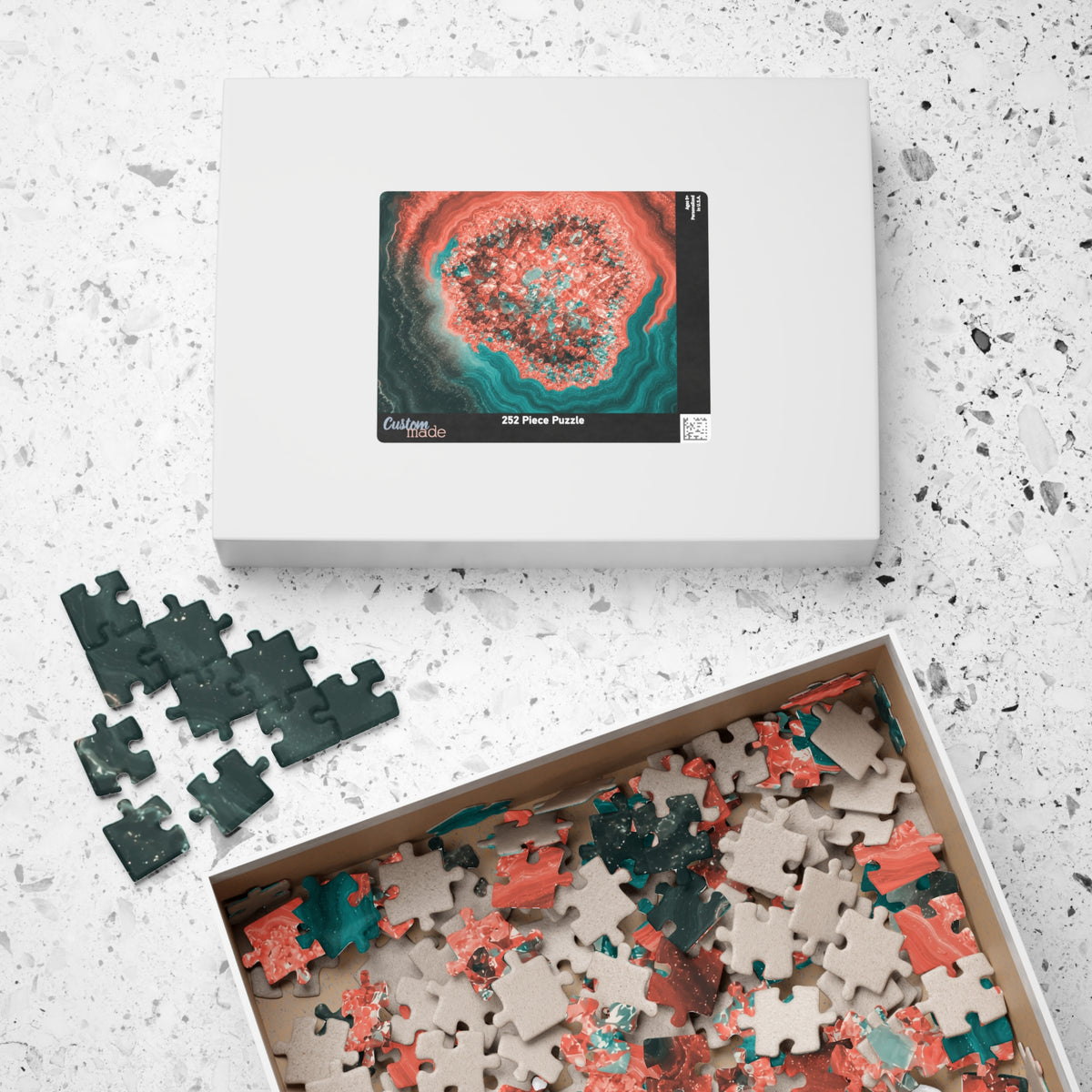 Geode Core - Coral Teal Jigsaw Puzzle