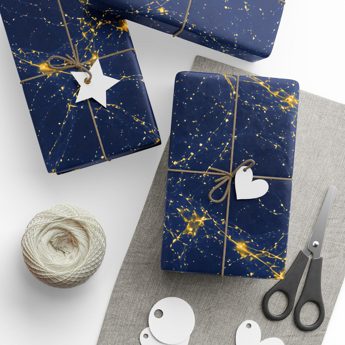 Neon Mycelium - Mustard Navy Wrapping Paper