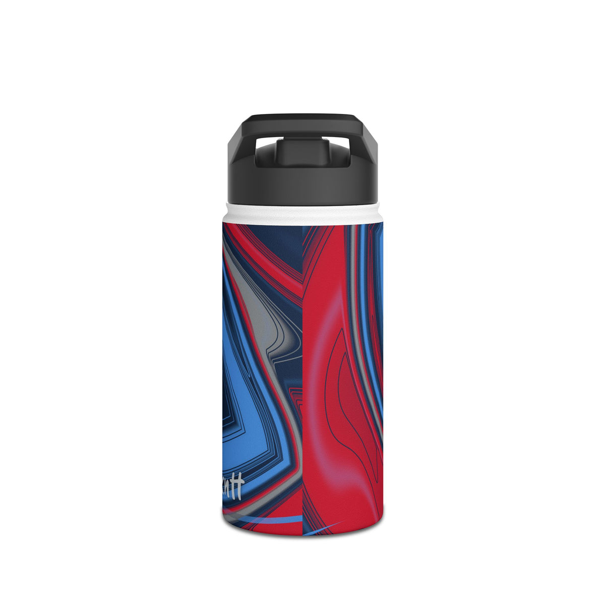 Navy, Light Blue & Red Trippy Football Water Bottle