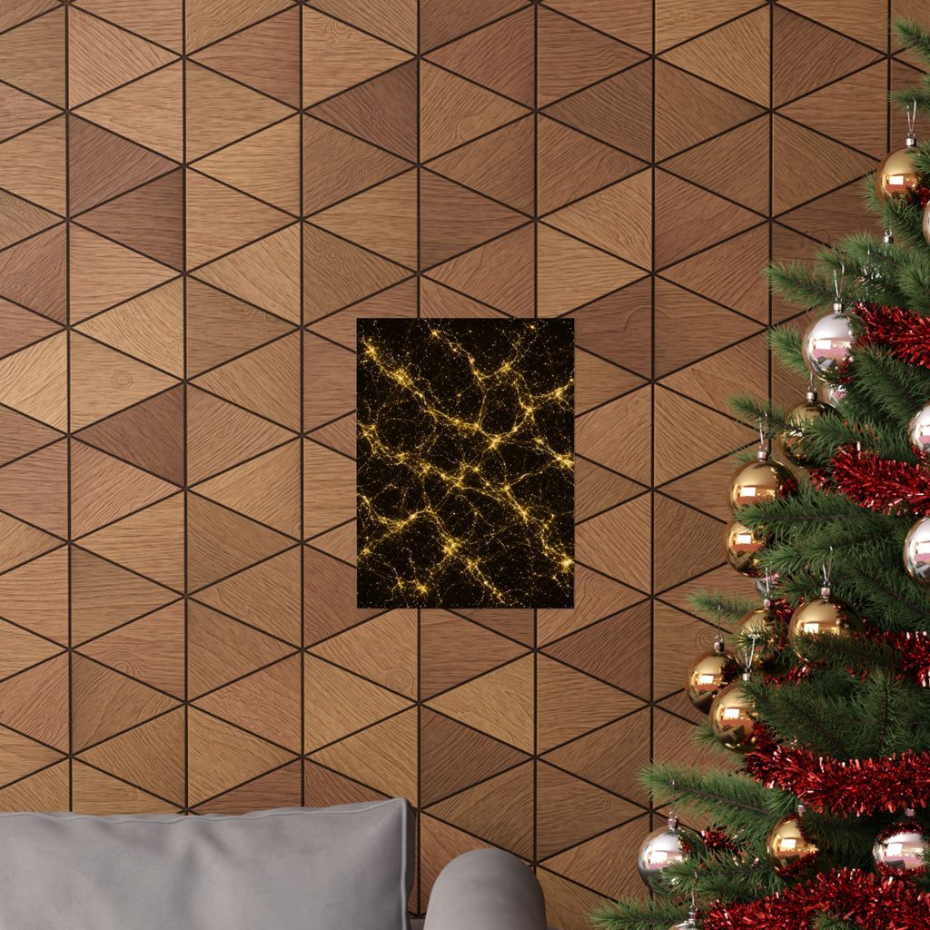 Neon Mycelium - Gold Filigree Poster