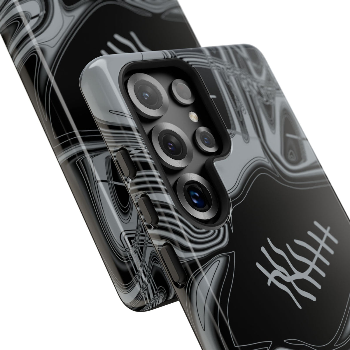 Black & Silver Trippy Football Phone Case
