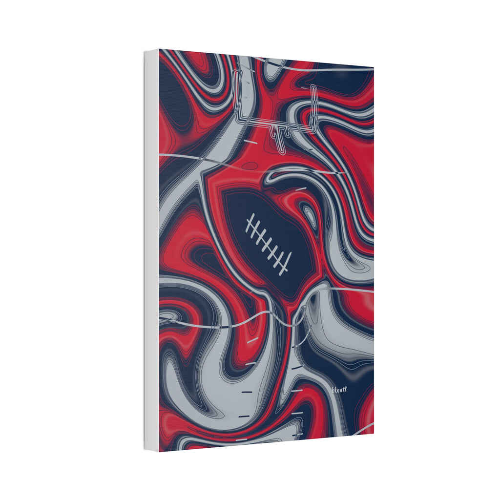 Navy, Red & Silver Trippy Football Glossy Canvas