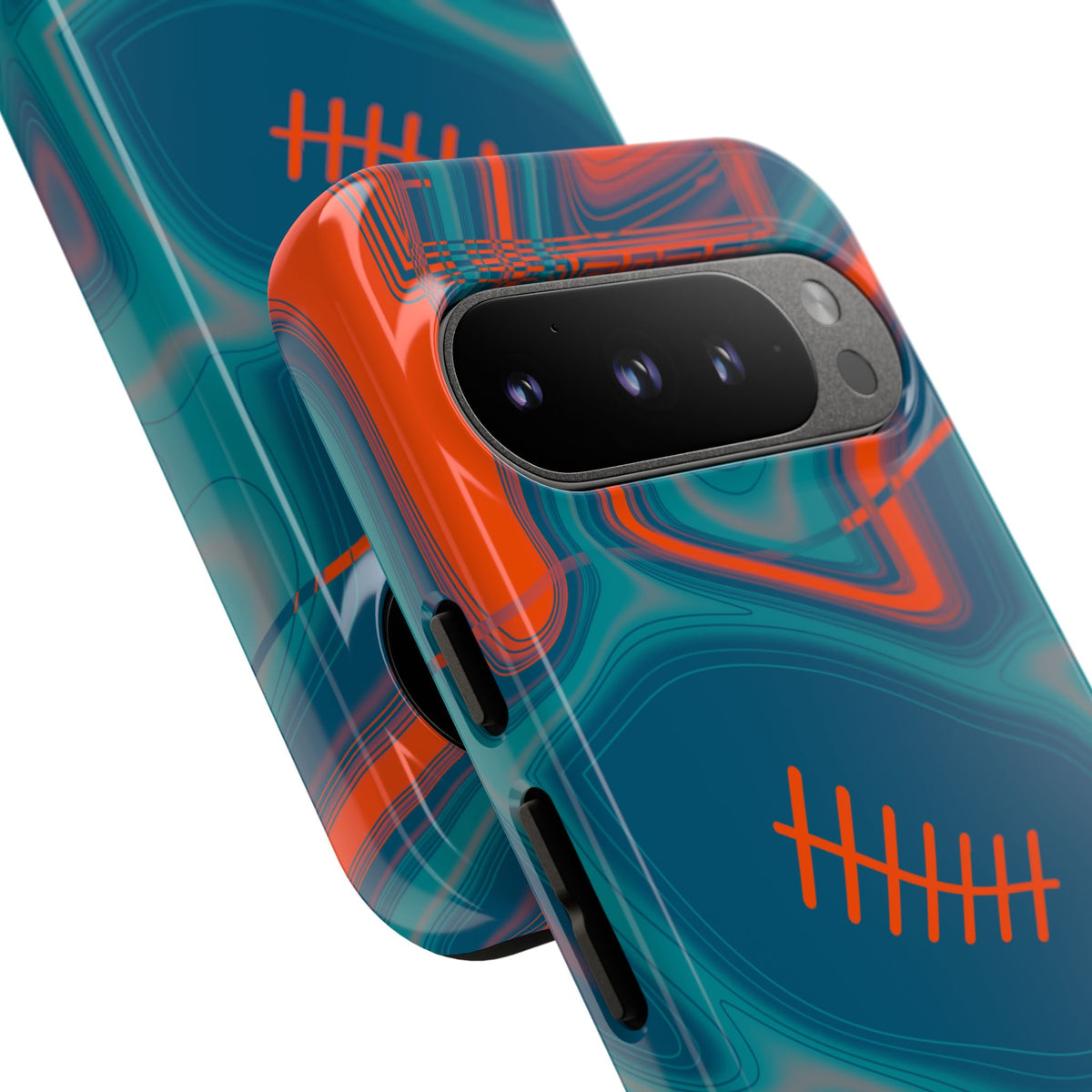 Aqua & Orange Trippy Football Phone Case