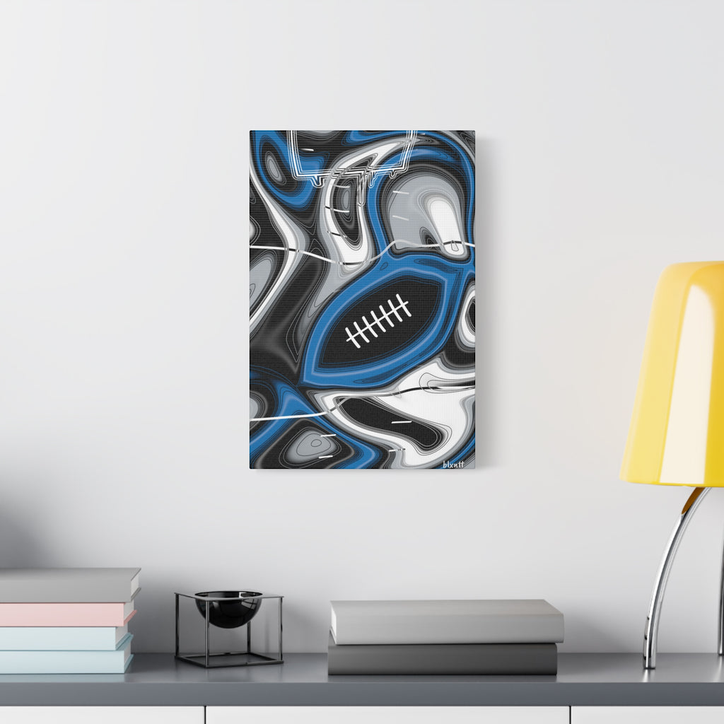 Bright Blue & Silver Trippy Football Canvas