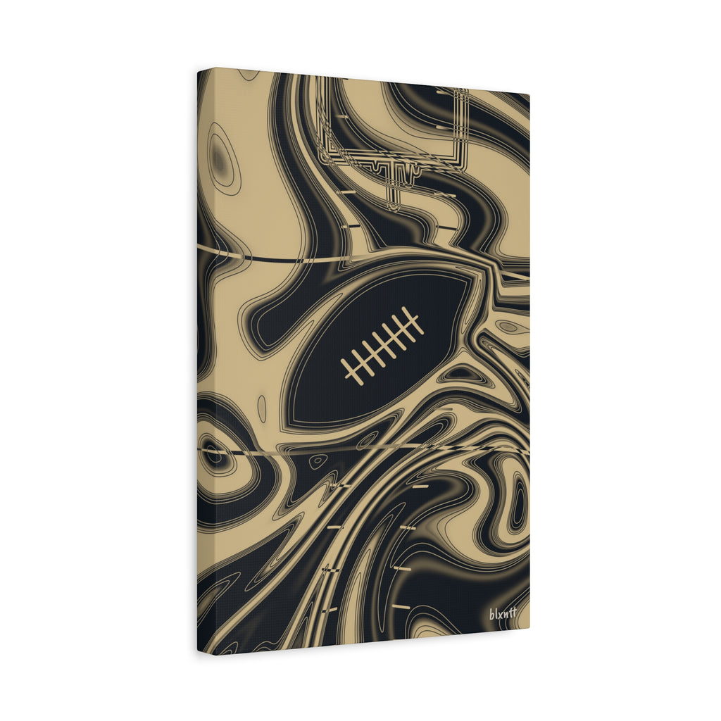 Old Gold & Black Trippy Football Canvas