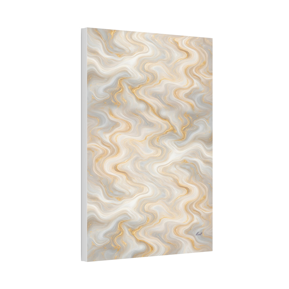 White & Gold Marble Glossy Canvas