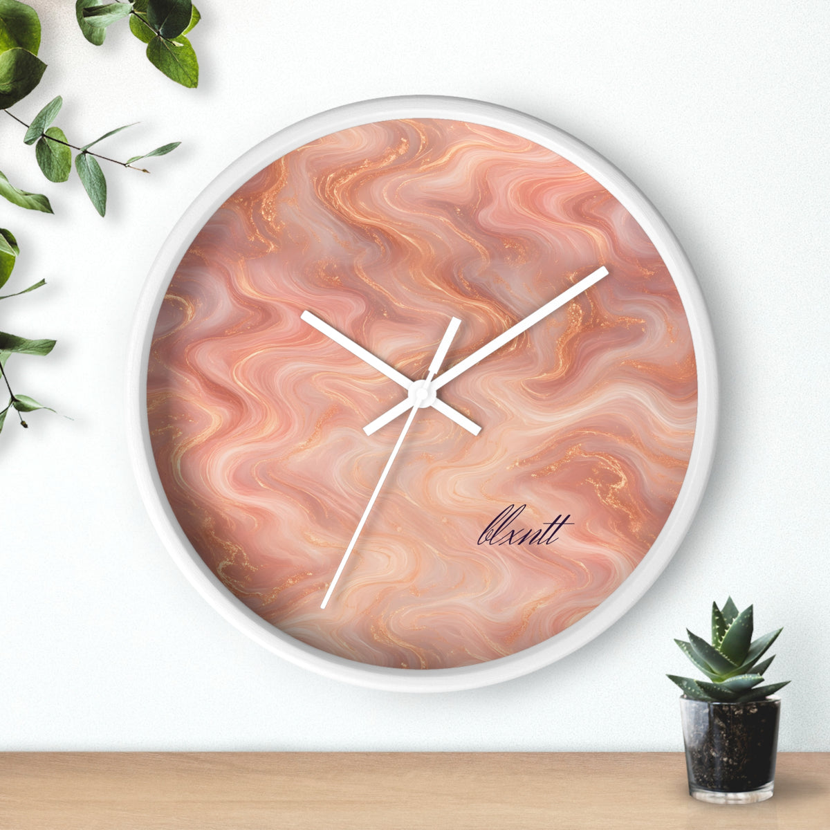 Rose Gold Marble Wall Clock
