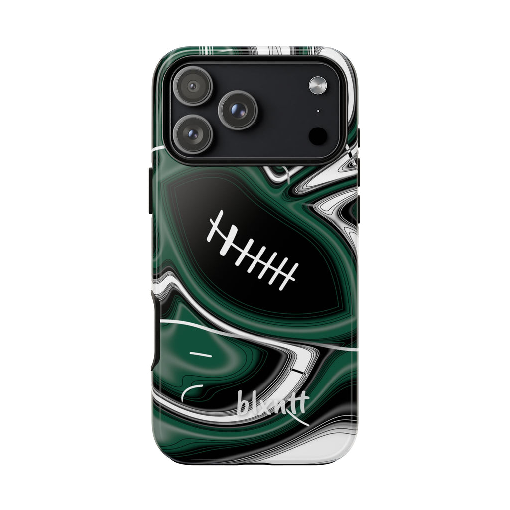 Hunter Green & White Trippy Football Phone Case