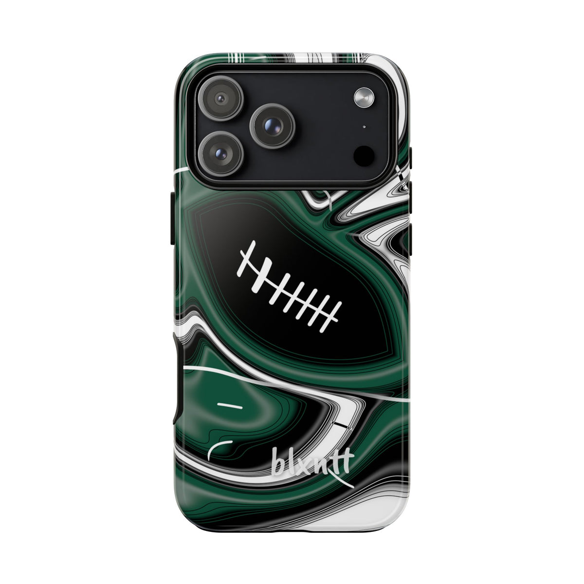 Hunter Green & White Trippy Football Phone Case