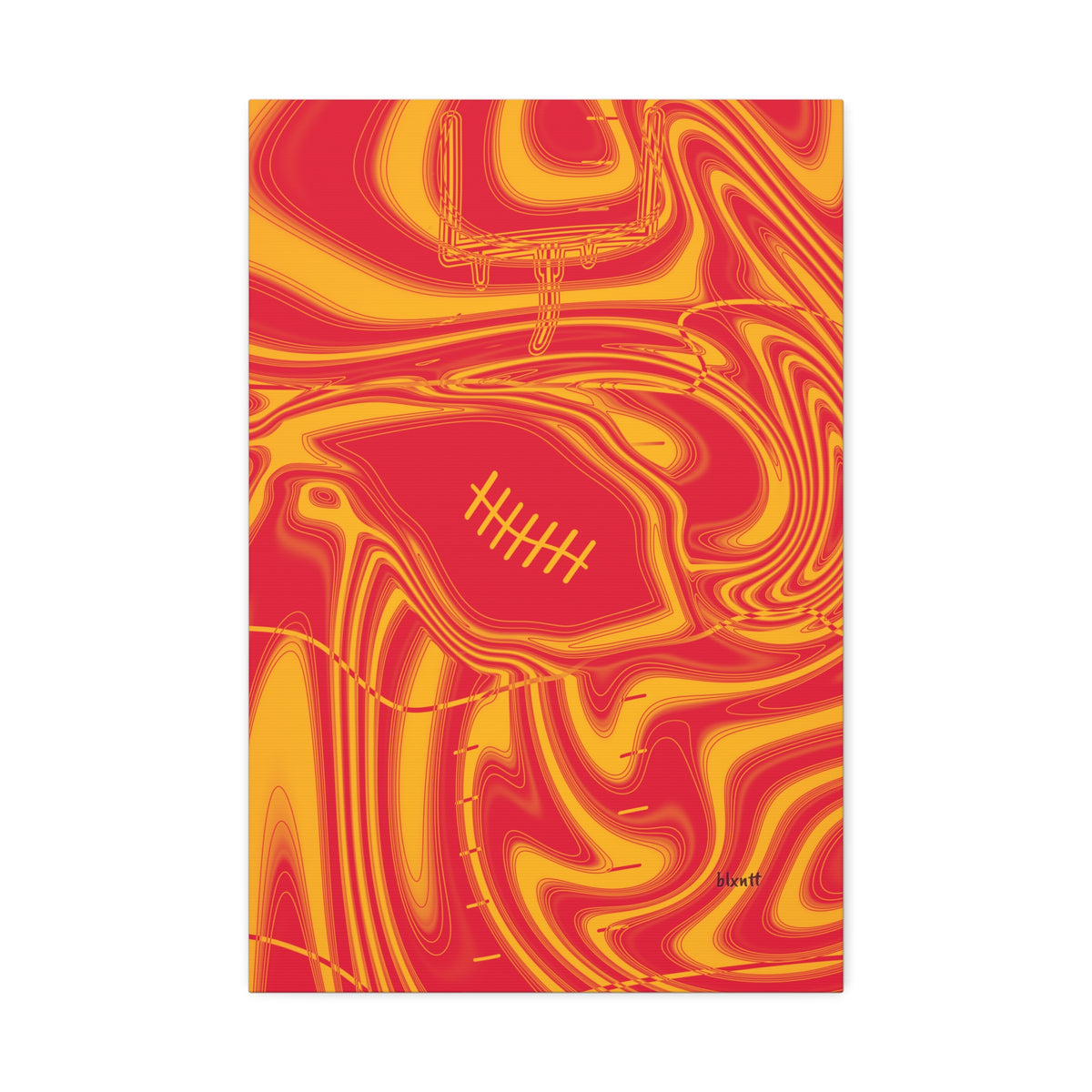 Red & Yellow Trippy Football Glossy Canvas